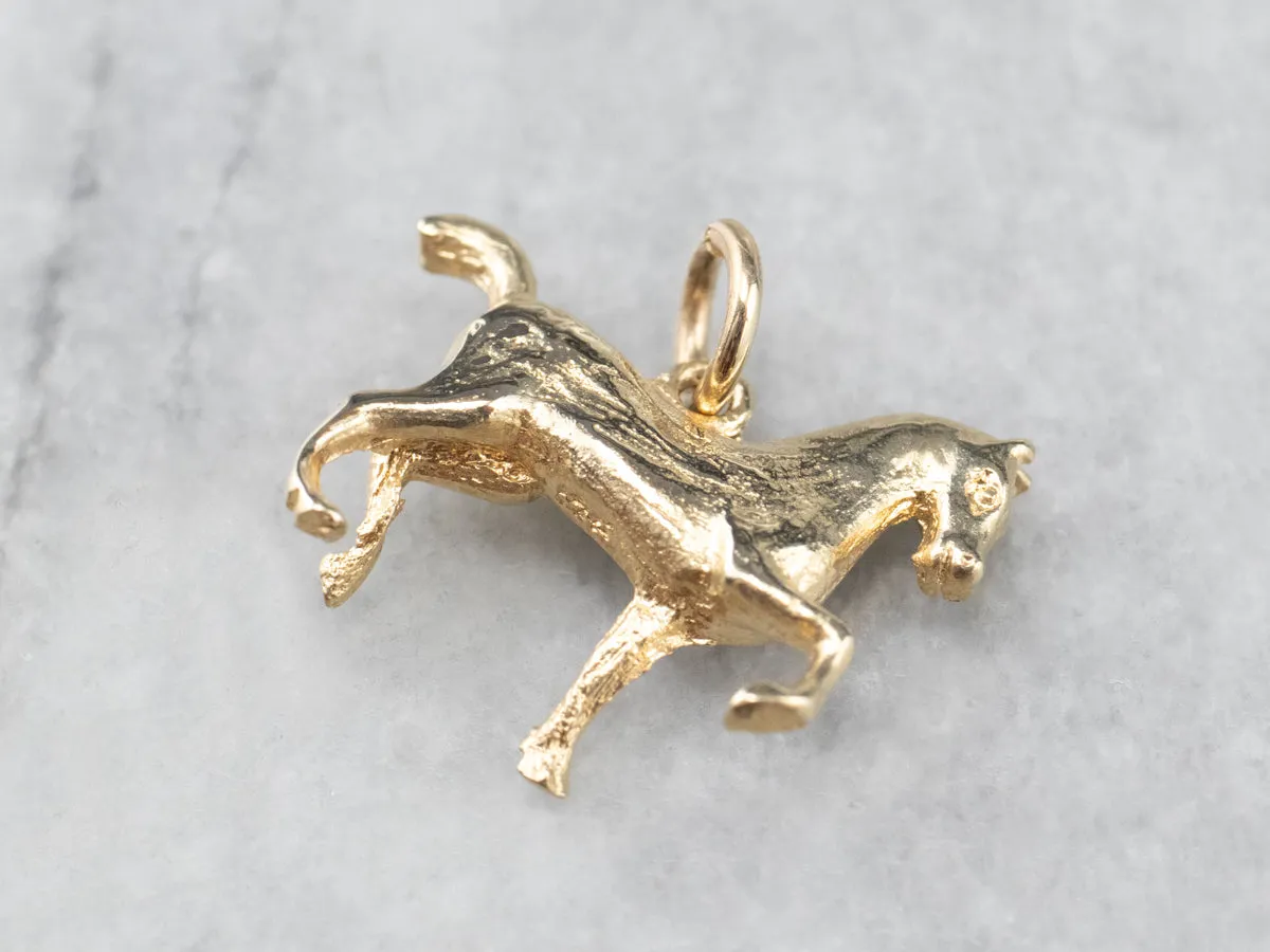 14K Gold Trotting Horse Charm