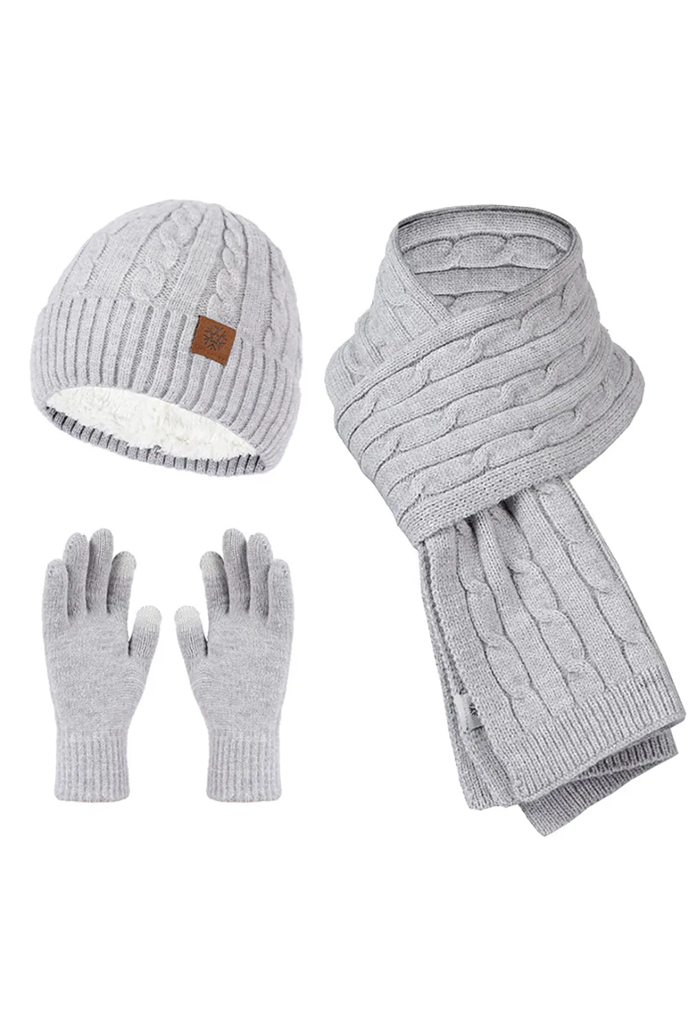 3-Pieces Knitted Hat Scarf Gloves For Men