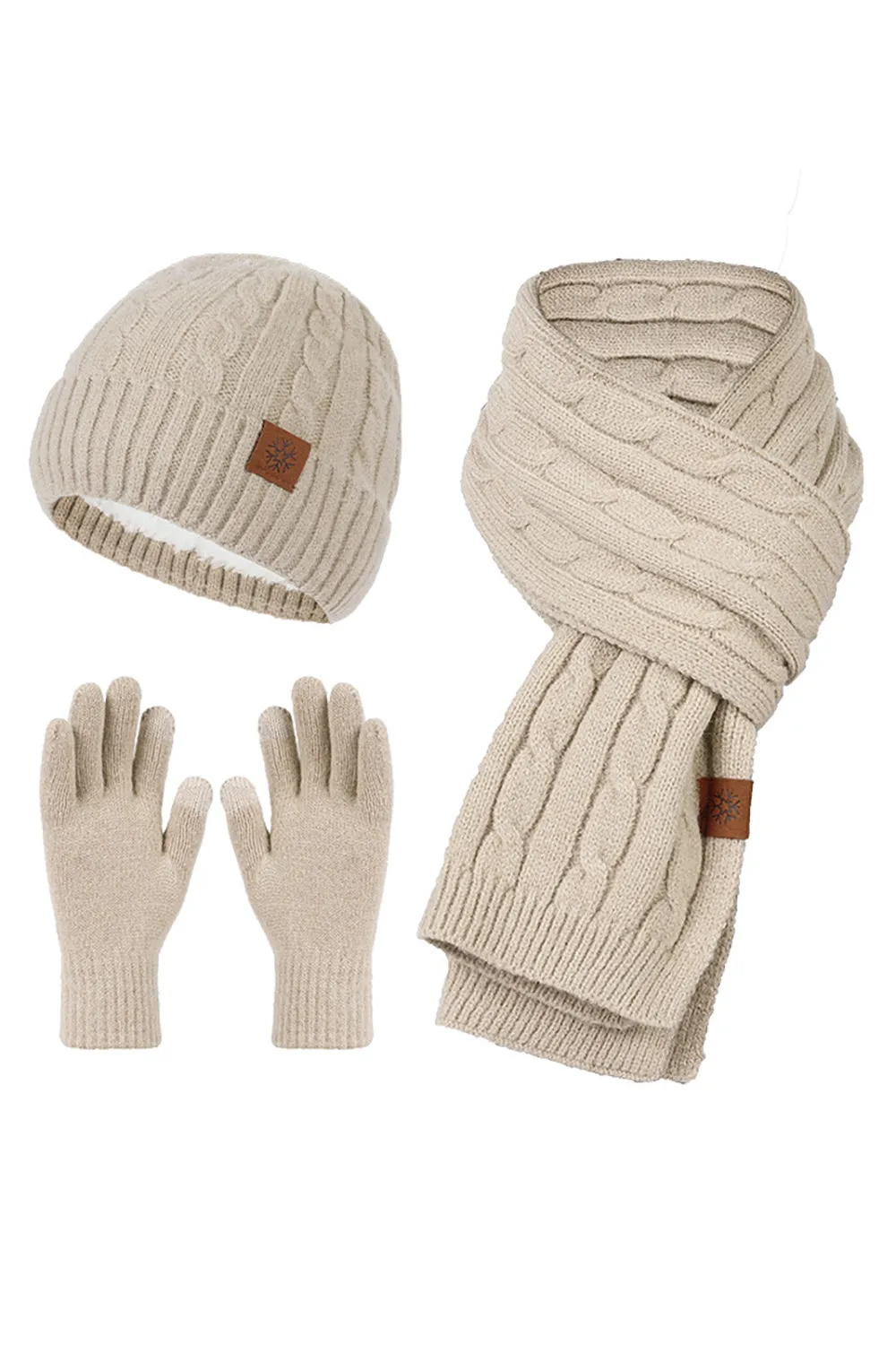 3-Pieces Knitted Hat Scarf Gloves For Men