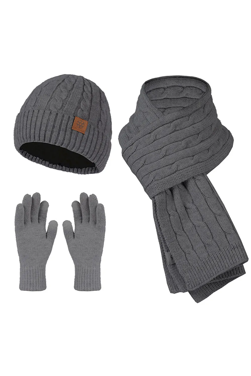 3-Pieces Knitted Hat Scarf Gloves For Men