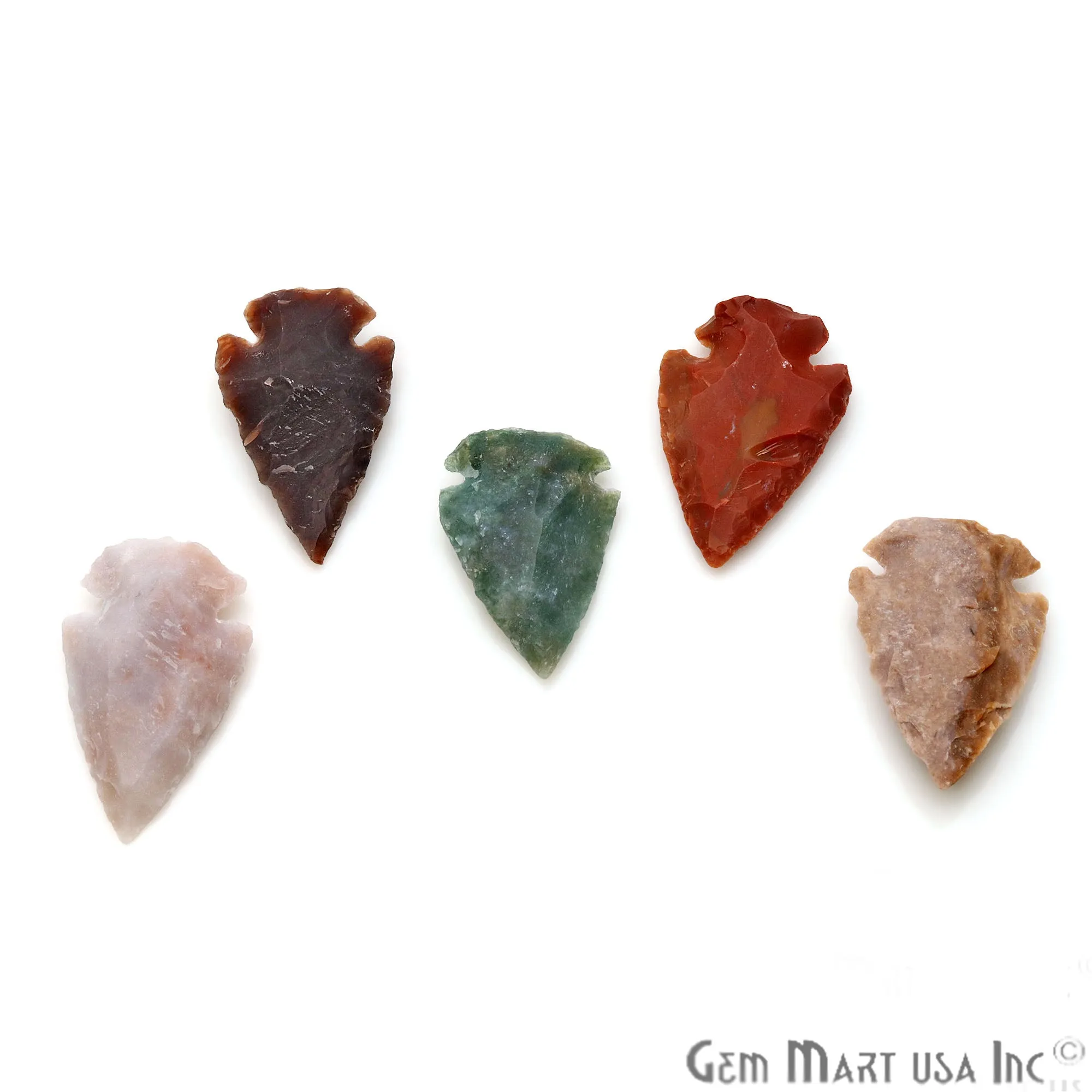 5pc Lot Arrowhead Cut Gemstones, 33x20mm Handcrafted Stone, Loose Gemstone, DIY Pendant, DIY Jewelry