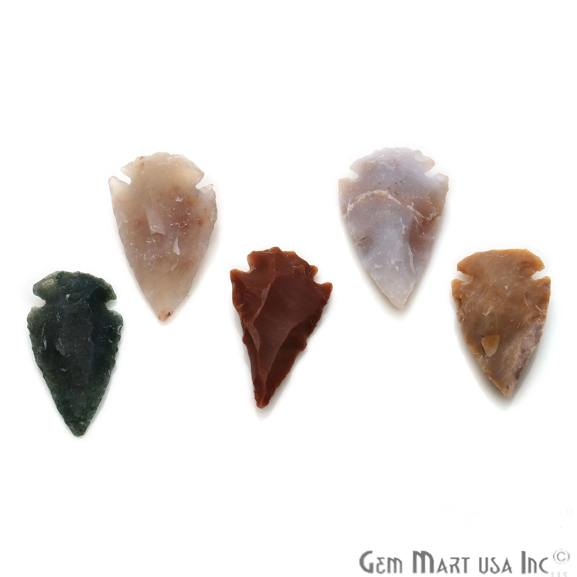 5pc Lot Arrowhead Cut Gemstones, 34x18mm Handcrafted Stone, Loose Gemstone, DIY Pendant, DIY Jewelry