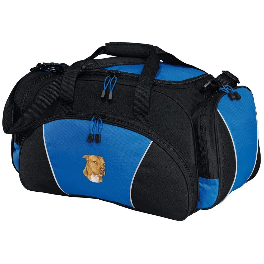 American Staffordshire Terrier Embroidered Duffel Bags