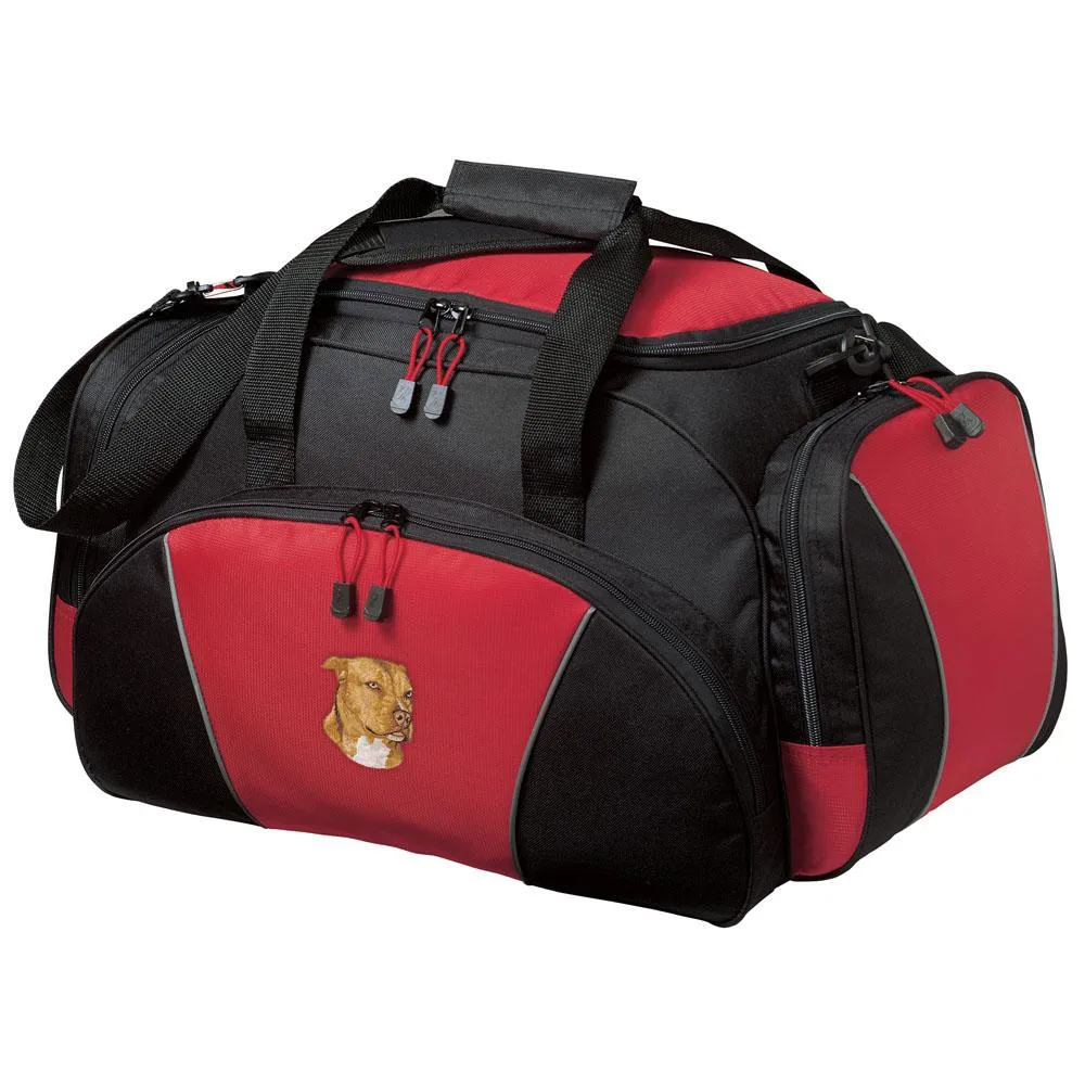 American Staffordshire Terrier Embroidered Duffel Bags