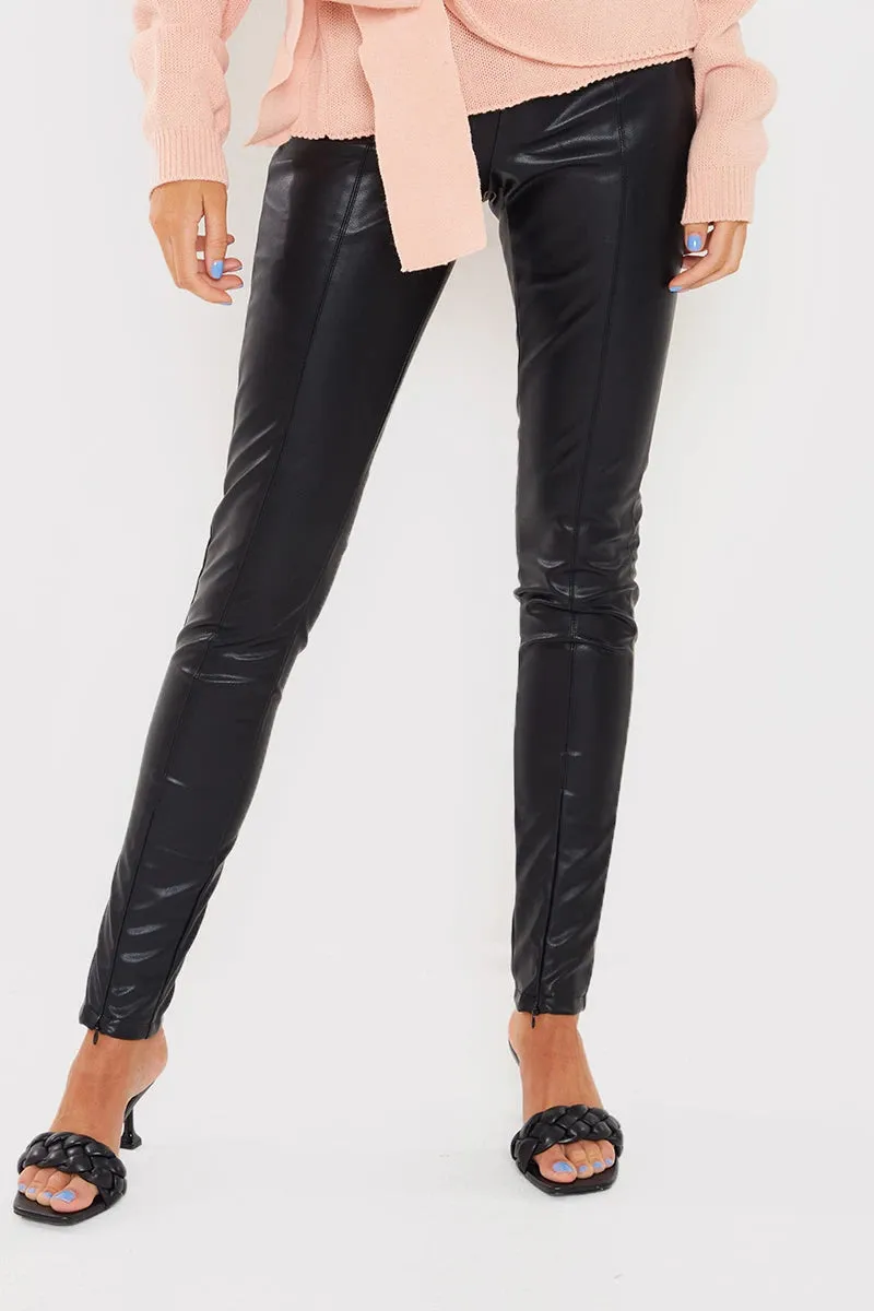 Black Contour Leather Look Leggings
