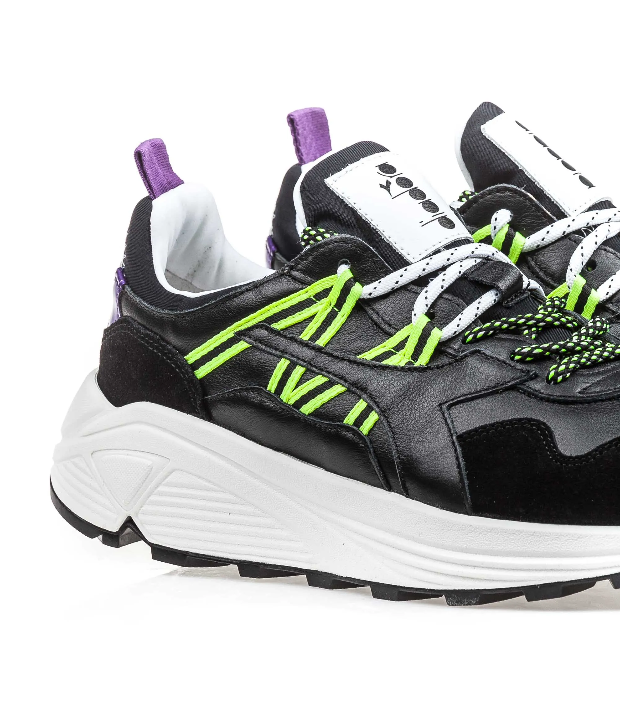 Diadora Heritage Rave Leather Pop Black Violet Fluo