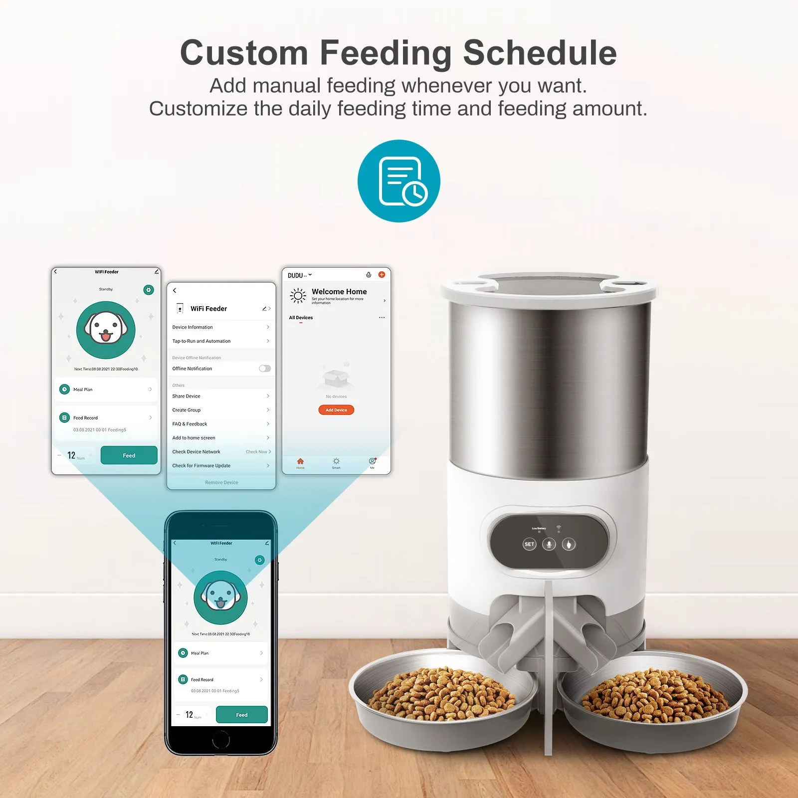 Feeder with Timer Recording 45L Double Meal for Dogs and Cats