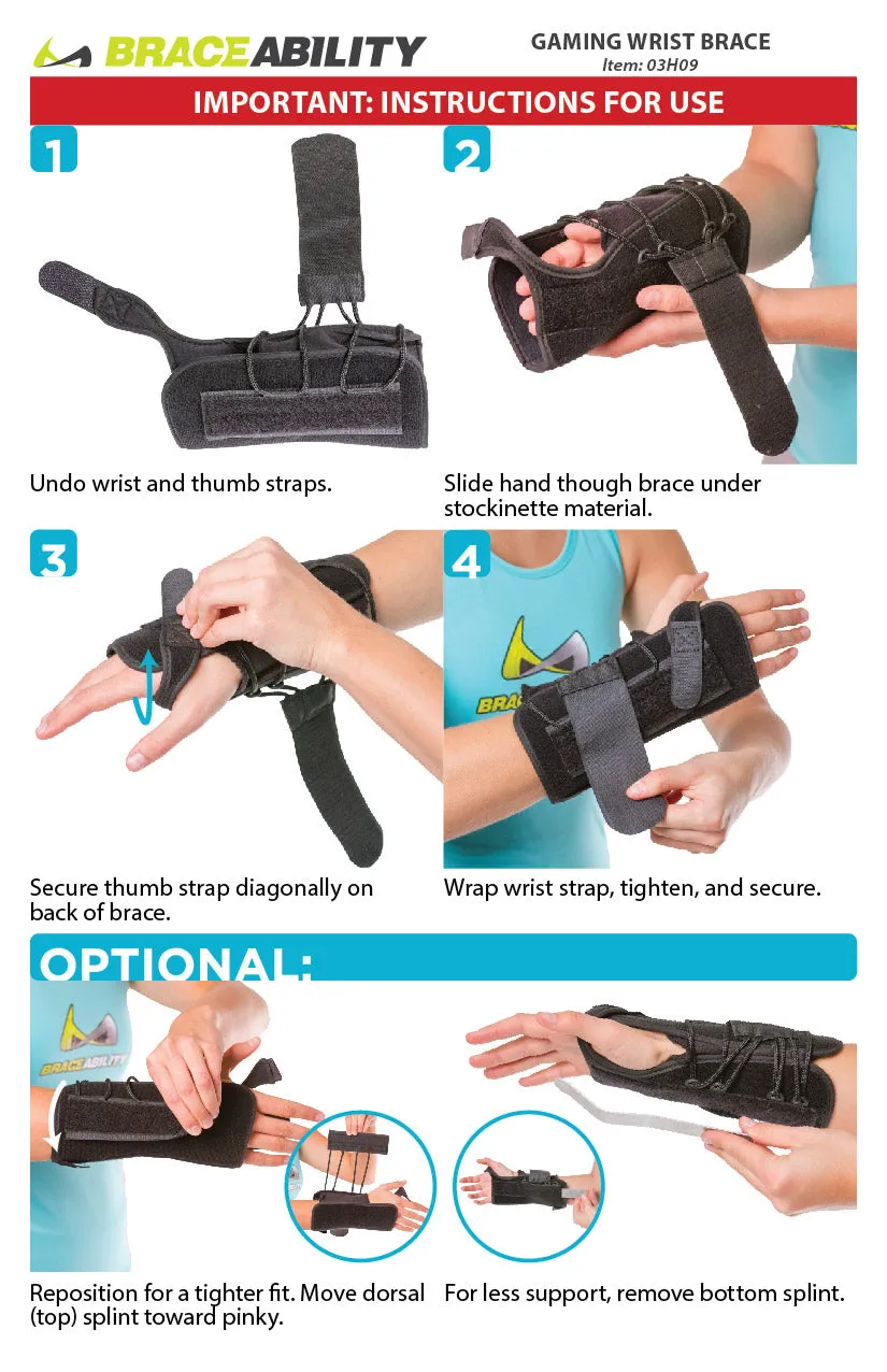 Gaming Wrist Brace | Video Game Support Guard for RSI Pain, Carpal Tunnel or Gamer Wrist