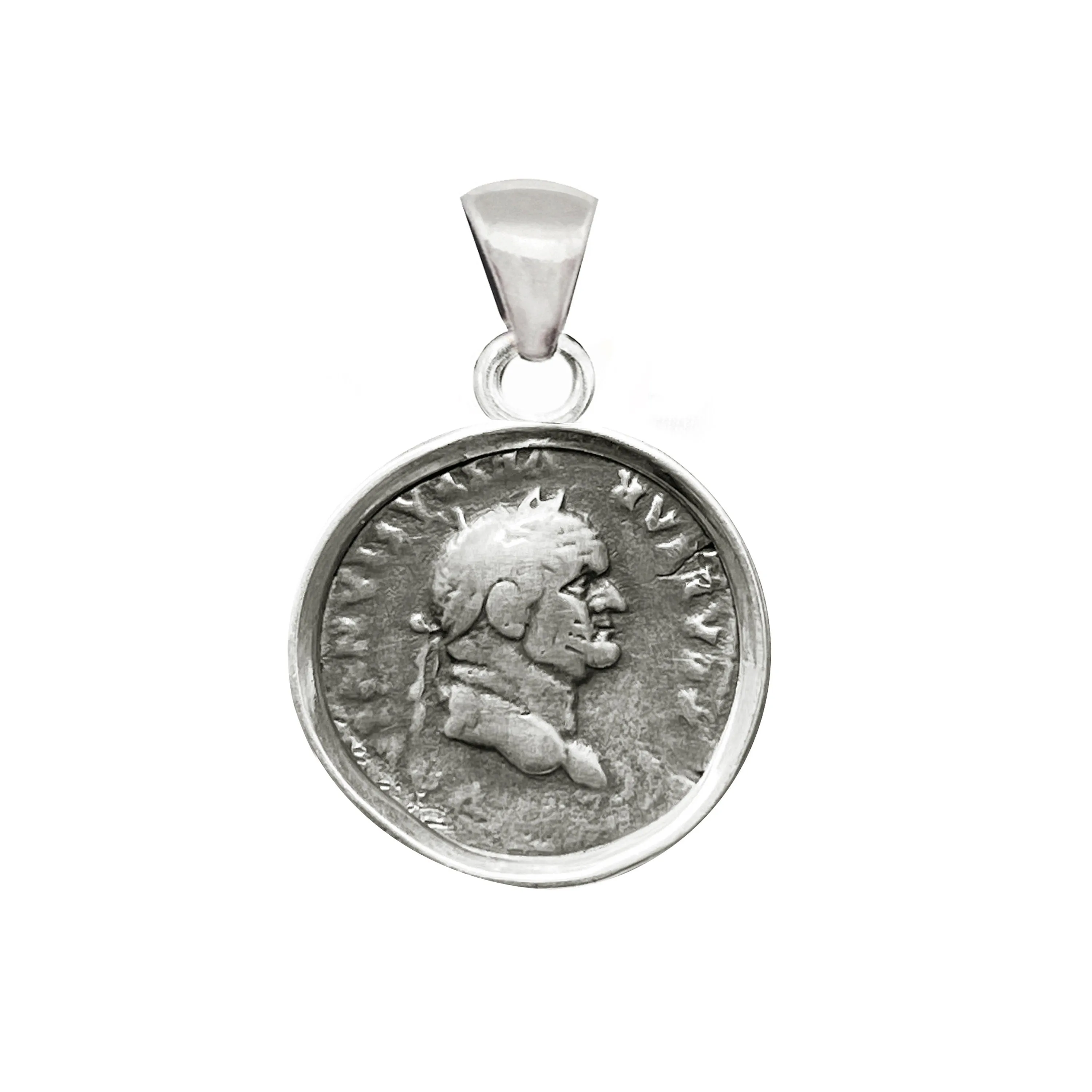 Genuine Ancient Roman Coin 18KT gold Pendant depicting Emperor Vespasianus