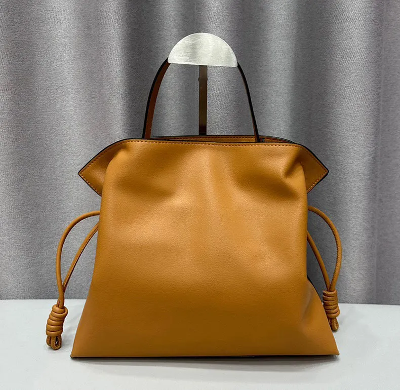 Luxurious Minimalist Soft Calfskin Bucket Bag | Shoulder Bag and Crossbody Bag for Women with Drawstring Closure