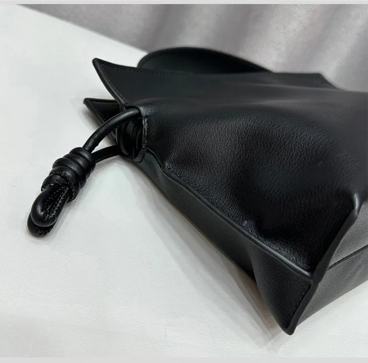 Luxurious Minimalist Soft Calfskin Bucket Bag | Shoulder Bag and Crossbody Bag for Women with Drawstring Closure