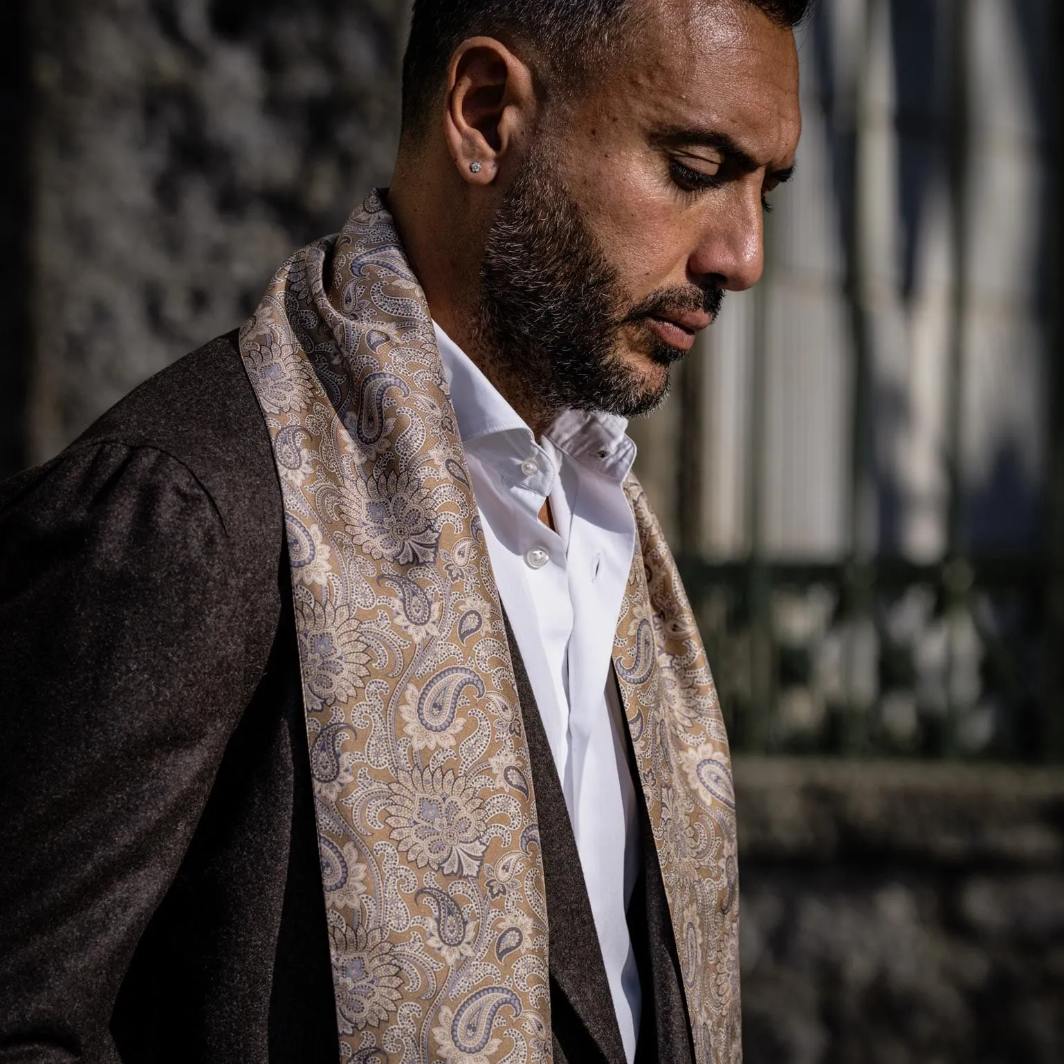 Pasquino - Reversible Silk Scarf - Sand