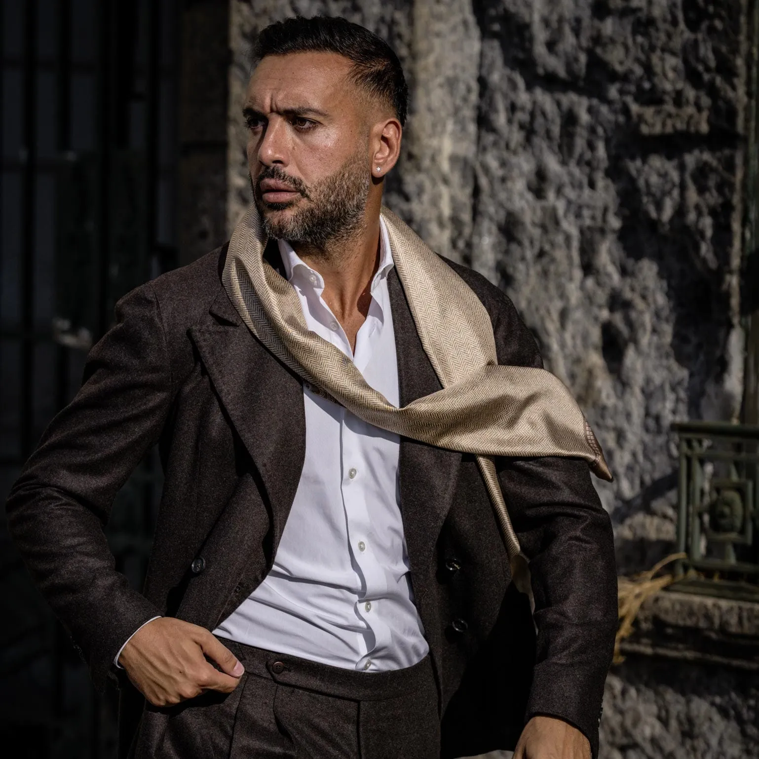 Pasquino - Reversible Silk Scarf - Sand