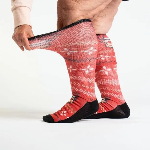 Red Rudolph Non-Binding Diabetic Socks