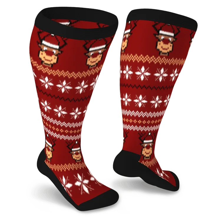Red Rudolph Non-Binding Diabetic Socks