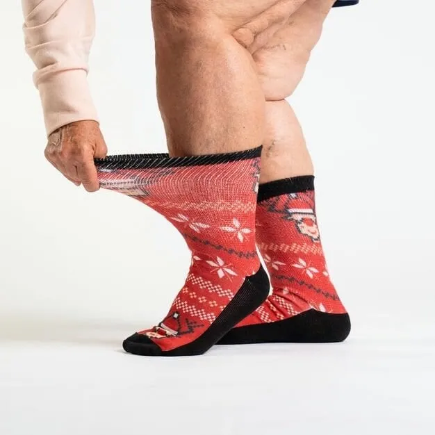 Red Rudolph Non-Binding Diabetic Socks