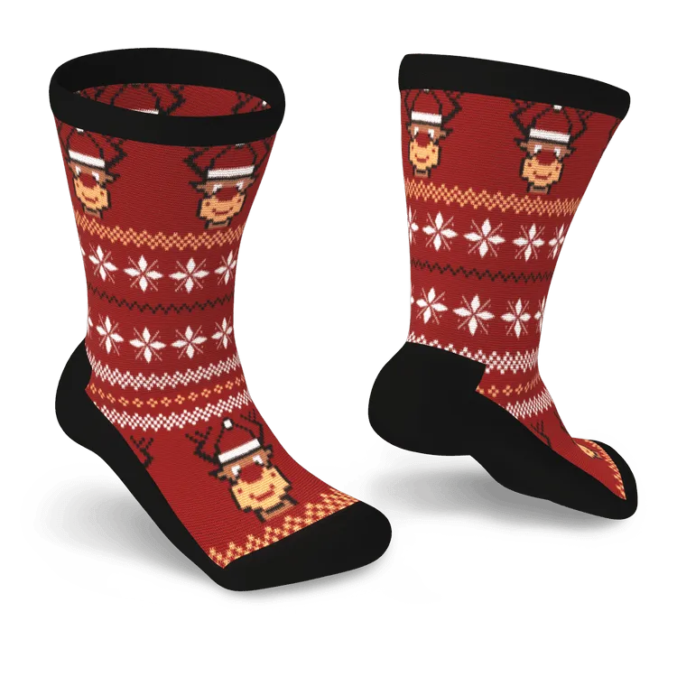 Red Rudolph Non-Binding Diabetic Socks