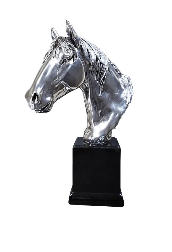 Richard Cooper Large Horse Nickel Resin Sculpture