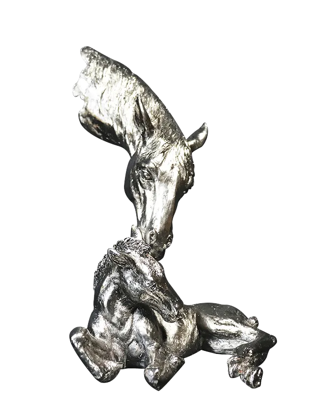 Richard Cooper Pony & Foal Nickel Resin Sculpture