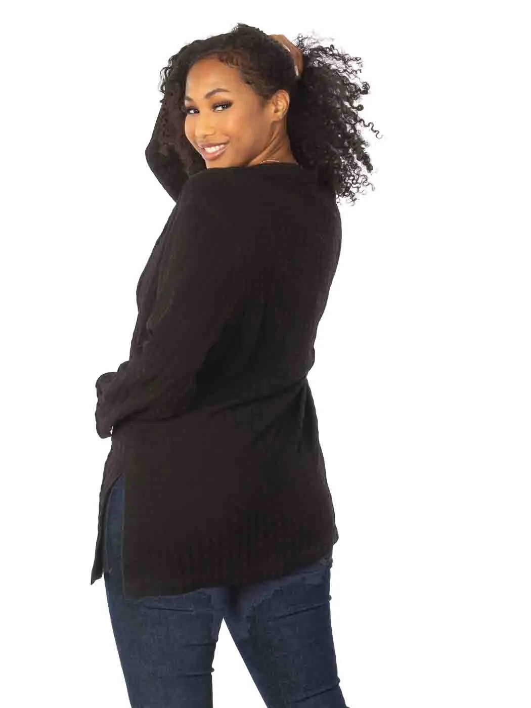Tianello Plus Sized "Window Pane" Textured Sueded Cupro - Ghandi Blouse