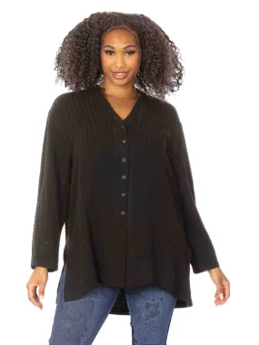 Tianello Plus Sized "Window Pane" Textured Sueded Cupro - Ghandi Blouse