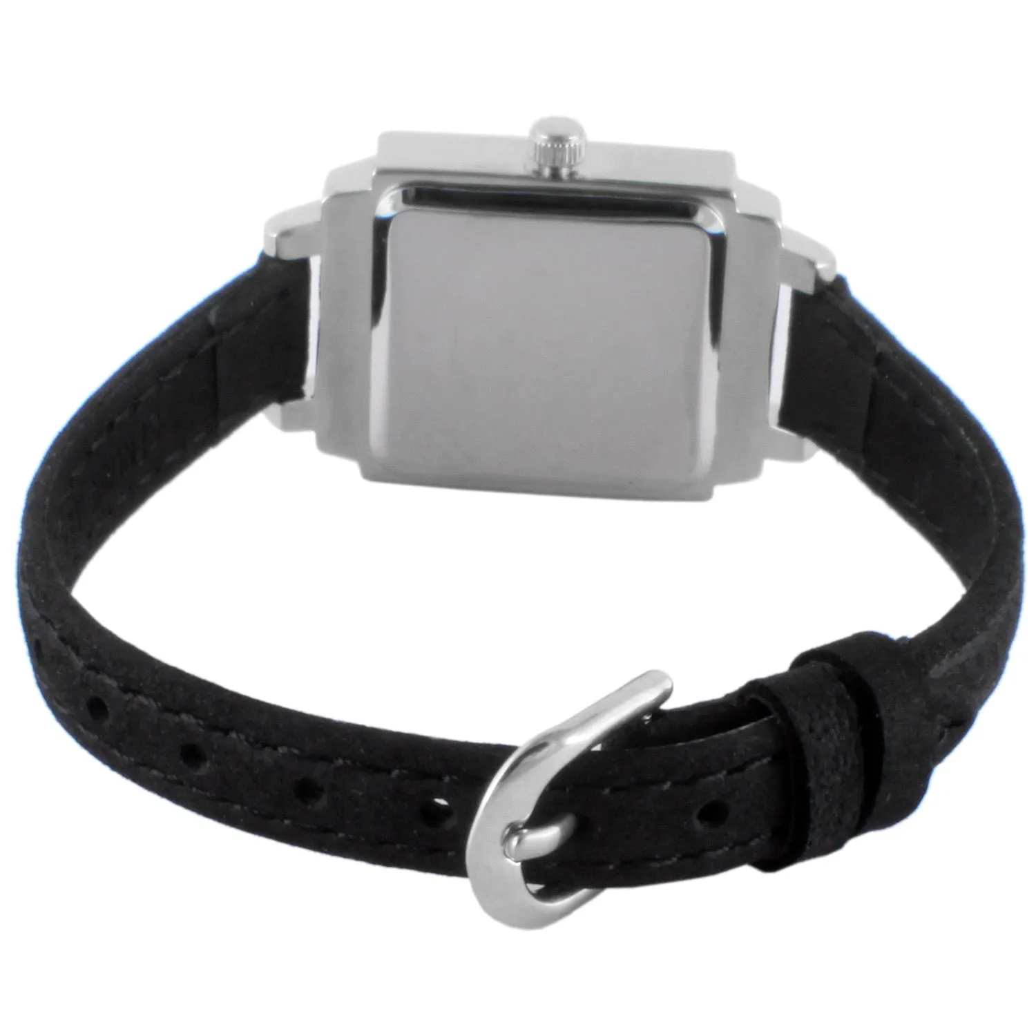 Women's 22mm Silver Crystal Watch With Black DIal & Strap